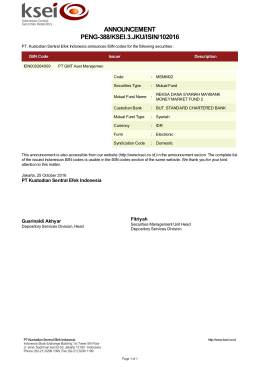 ANNOUNCEMENT PENG-388/KSEI.3.JKU/ISIN/102016