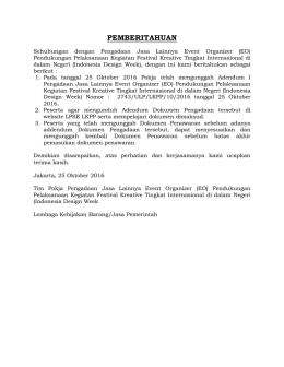 Pemberitahuan Add I Dokumen Pengadaan