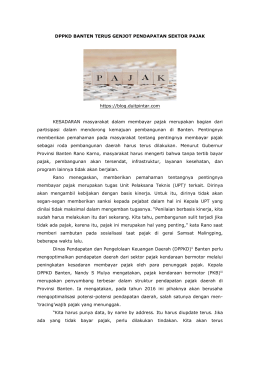 DPPKD BANTEN TERUS GENJOT PENDAPATAN SEKTOR PAJAK