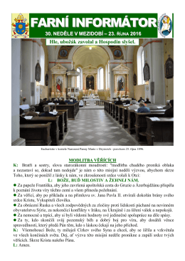 30. neděle v mezidob&iacute; &ndash; 23. ř&iacute;jna 2016