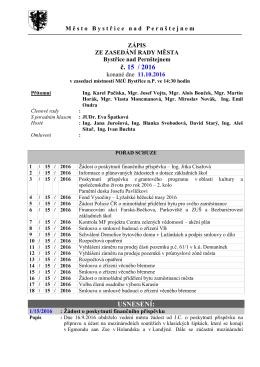 V&yacute;pis Rady Města č. 15/2016 ze dne 11.10.2016