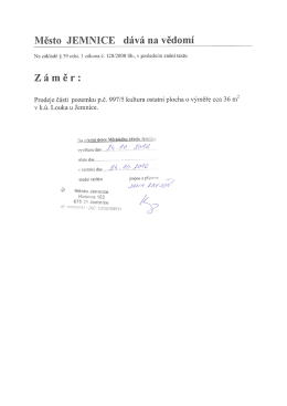 Záměr prodeje části pozemku