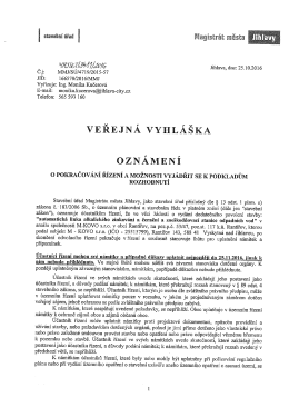Oznámení o pokračování řízení a možnosti vyjádřit se k