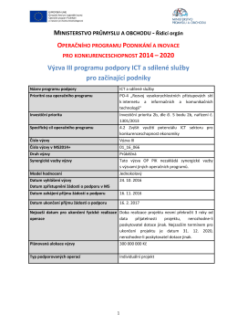 2014&ndash;2020 V&yacute;zva III programu podpory ICT a sd&iacute;len&eacute; služby pro
