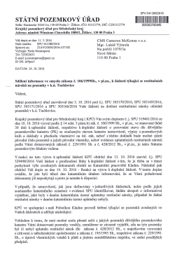 Page 1 SPU 541 288/2016 STÁTNÍ POZEMKOVÝ ÚŘAD