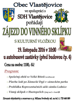 Zájezd do vinného sklípku 19. 11. 2016
