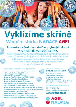 Vykl&iacute;z&iacute;me skř&iacute;ně V&aacute;nočn&iacute; sb&iacute;rka NADACE AGEL Pomozte s n&aacute;mi