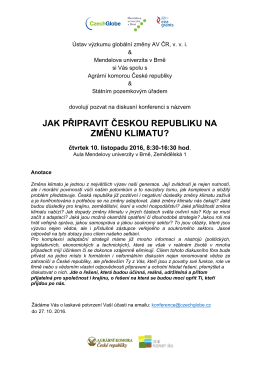 JAK PŘIPRAVIT ČESKOU REPUBLIKU NA ZMĚNU KLIMATU?