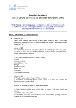 Hazard - dal&scaron;&iacute; n&aacute;stroje pr&aacute;vn&iacute; regulace