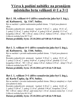 Výzva k podání nabídky na pronájem městského bytu 4 + 1