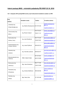 Intern&iacute; postupy MAS &ndash; minim&aacute;ln&iacute; požadavky ŘO IROP 25.10. 2016