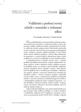 Vzdělávání a profesní rozvoj učitelů v teoretické a výzkumné reflexi