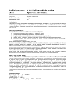 Studijn&iacute; program: N 1802 Aplikovan&aacute;