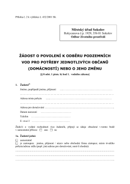 2. Žádost o povolení k odběru podzemních vod pro