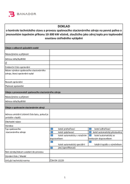 Doklad o kontrole technického stavu a provozu stacionárního zdroje