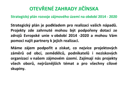 Výzva ke sběru projektových záměrů do strategie v průběhu výstavy