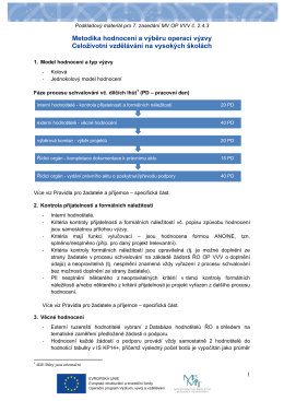 Metodika hodnocení a výběru operací výzvy Celoživotní vzdělávání