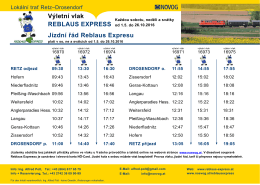 Výletní vlak REBLAUS EXPRESS Jízdní řád Reblaus Expresu
