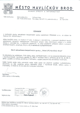 Oznámení o nahlédnutí a připomínkování Návrhu