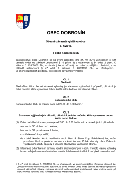 Obecně závazná vyhláška obce č. 1/2016, o době nočního klidu