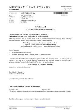 Informace o návrhu veřejnoprávní smlouvy