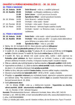 OHLÁŠKY A POŘAD BOHOSLUŽEB 22.