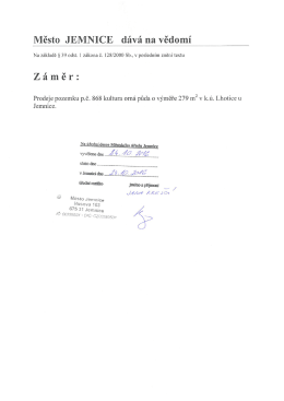 Záměr prodeje pozemku