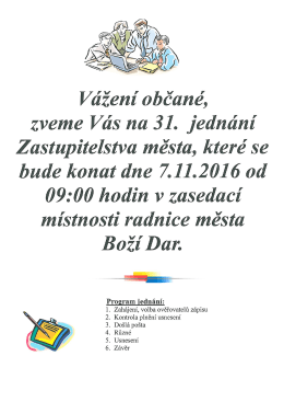 Pozvánka na jednání Zastupitelstva města Boží Dar