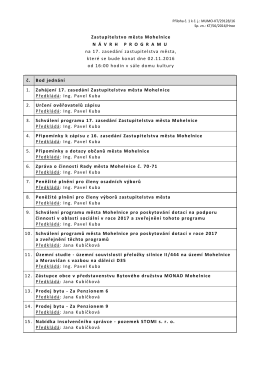 Návrh programu na 17. zasedání zastupitelstva města Mohelnice