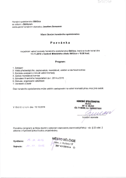 Pozvánka na jednání valné hromady honebního společenstva