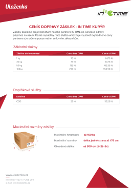 cen&iacute;k dopravy z&aacute;silek - in time kur&yacute;r