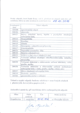 Svoz nebezpečn&eacute;ho odpadu 29.10.2016