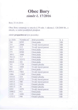 Záměr obce č. 17/2016