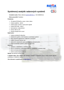 Syst&eacute;mov&yacute; analytik radarov&yacute;ch syst&eacute;mů