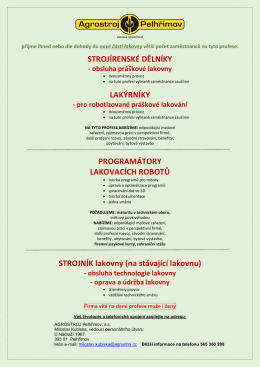 STROJÍRENSKÉ DĚLNÍKY LAKÝRNÍKY PROGRAMÁTORY