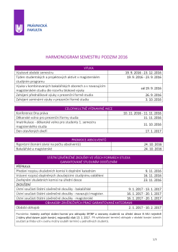 Harmonogram podzimn&iacute;ho semestru 2016