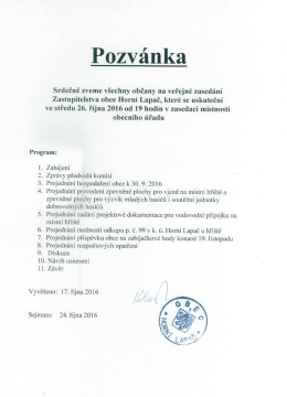 Pozv&aacute;nka na veřejn&eacute; zased&aacute;n&iacute;