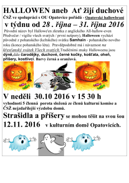 HALLOWEN aneb Ať žijí duchové