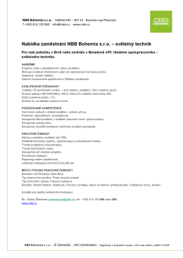 Nabídka zaměstnání NBB Bohemia s.r.o. – světelný technik