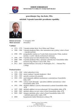 generálmajor Ing. Jan Kaše, MSc.