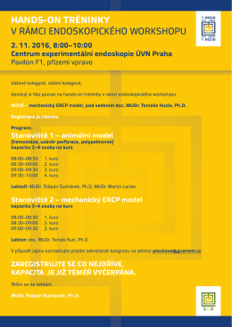 HANDS-ON TR&Eacute;NINKY V R&Aacute;MCI ENDOSKOPICK&Eacute;HO WORKSHOPU