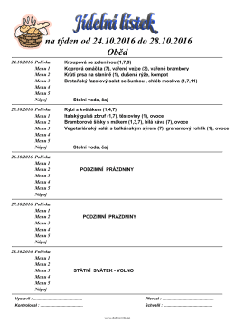 na týden od 24.10.2016 do 28.10.2016 Oběd