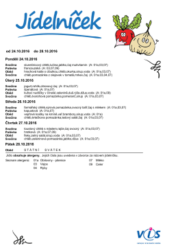 24.10.2016 28.10.2016 od do Ponděl&iacute; 24.10.2016 &Uacute;ter&yacute; 25.10.2016