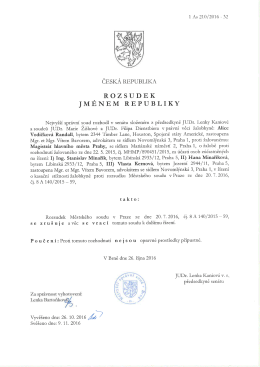 Page 1 1 As 210/2016 &middot; 32 ČESK&Aacute; REPUBLIKA R O Z SU D E K