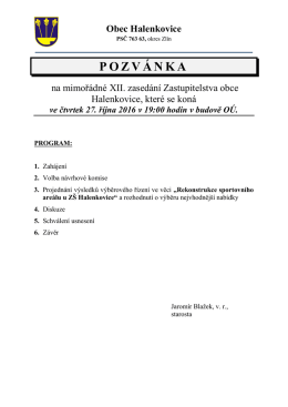 pozv&aacute;nka - Halenkovice