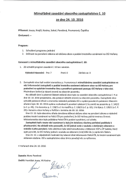 Page 1 Mimořádné zasedání obecního zastupitelstva č. 10 ze dne