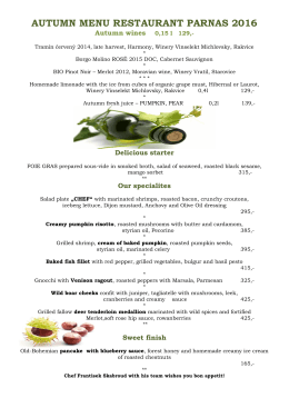 AUTUMN MENU RESTAURANT PARNAS 2016