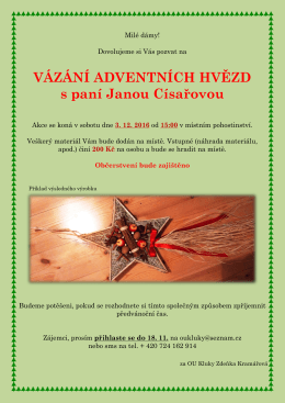 VÁZÁNÍ ADVENTNÍCH HVĚZD s paní Janou Císařovou