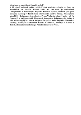 &bdquo;Krajinou za pam&aacute;tkami Strančic a okol&iacute;&ldquo; K 10. v&yacute;roč&iacute; založen&iacute;