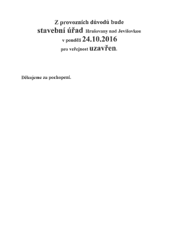 Uzavření stavebního úřadu - Po 24.10.2016
